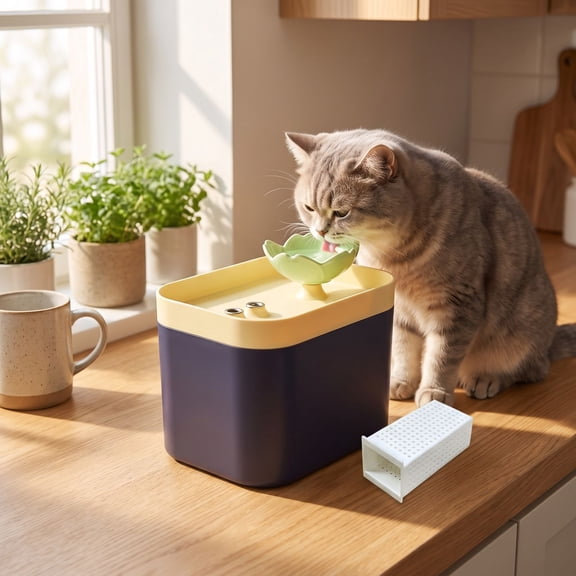 1.5L Pet Water Fountain with Ceramic Spout, Ultra Quiet ABS Automatic Circulation Filter Dispenser for Cats and Dogs, USB Powered with Replaceable Filter, Easy to Refill and Clean