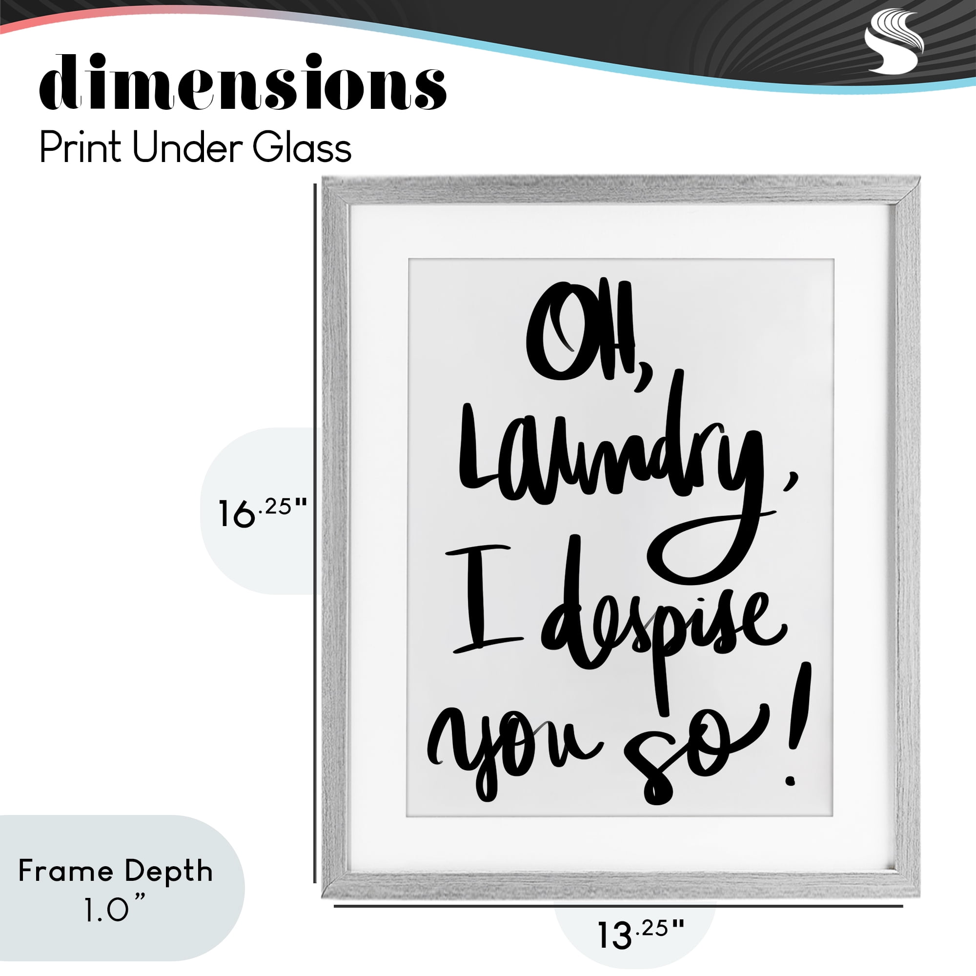 Stupell Industries Laundry I Despise You Gray Framed Print Under Glass, design by SD Graphics Studio