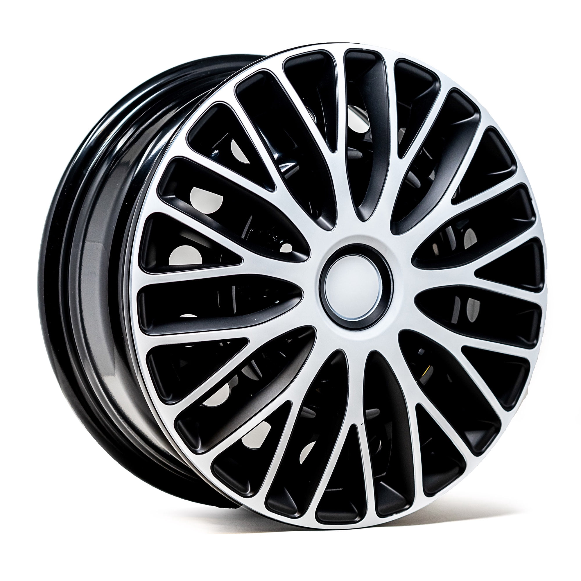 Alpena 16" Vasco Wheel Covers, White & Black, Set of 4, Model 58408, Fits Most Steel Wheels