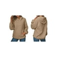 thumbnail image 2 of Women'S Hoodie Sweatshirt Cute Long Sleeve Top Loose Pullover with Pockets Khaki XXL, 2 of 6