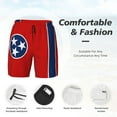 thumbnail image 3 of Men's 2 in 1 Swim Trunks with Compression Liner Tennessee Flag Quick Dry Beach Shorts, 3 of 6