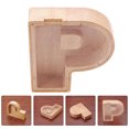 thumbnail image 3 of EeaseCA 1pc P Shape Piggy Bank Coins Container Coin Box Bamboo Coin Box for Home (Khaki), 3 of 7