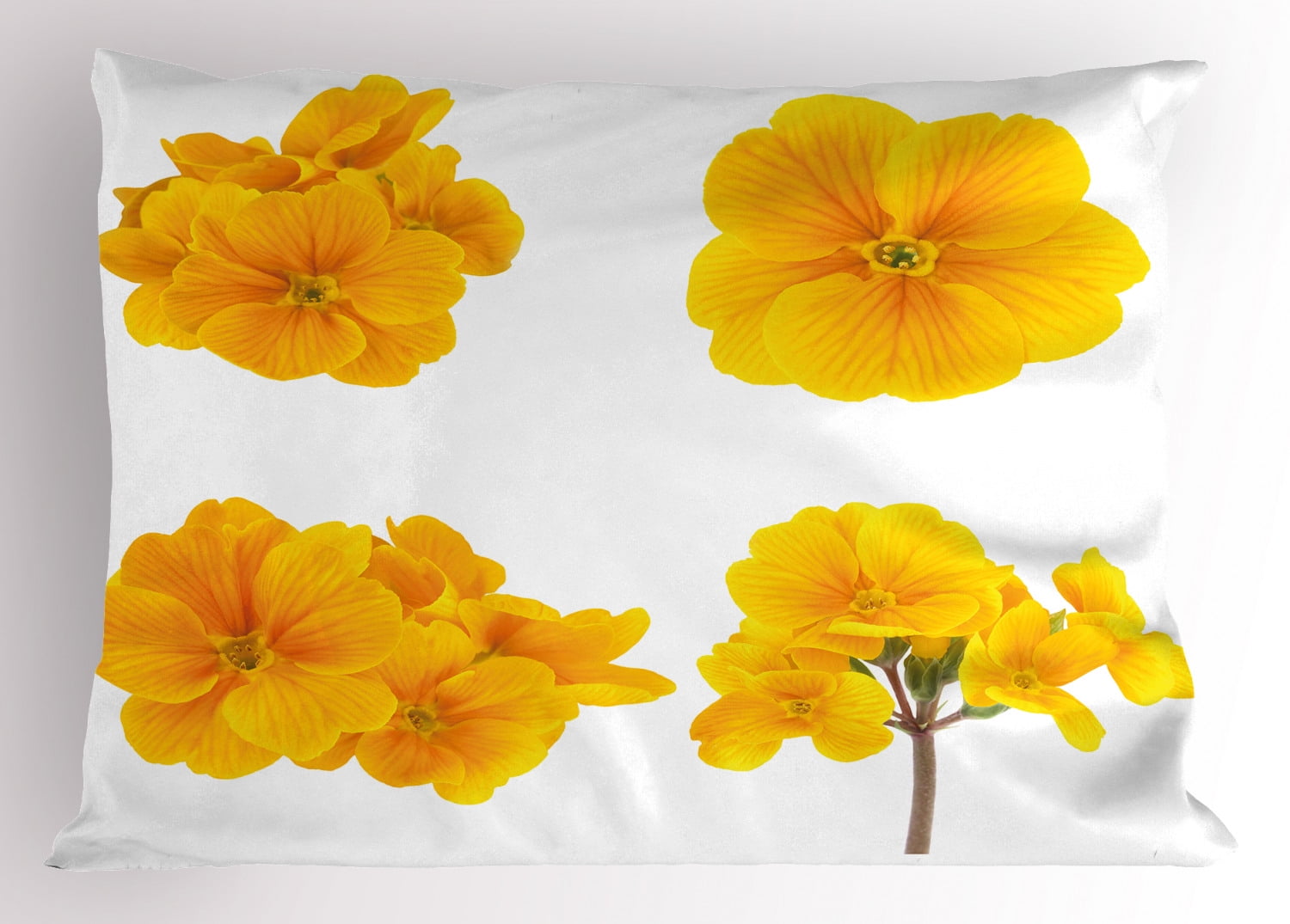 Yellow Flower Pillow Sham Gardening Themed Collection with Little