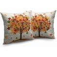 thumbnail image 2 of Fall Tree Pillow Covers 18x18 Set of 2 Vintage Rustic Autumn Maple Leaves Holiday Throw Pillow Covers Cotton Linen Cushion Cases for Farmhouse Living Room Decor, 2 of 6
