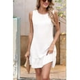 thumbnail image 4 of Summer Sleeveless Mini Dresses for Women Crewneck Tiered Ruffle Dress Tie Backless Short Dress Flowy A Line Dress White M, 4 of 9