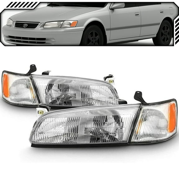 EPIC LIGHTING Halogen Replacement Spec Headlights Compatible with TOYOTA 97-99 CAMRY [ TO2502117 TO2530126 81150AA010 81520AA010 ] Combo