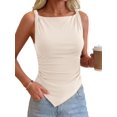 thumbnail image 4 of Asymmetrical Tops for Women Sleeveless Twist Straps Slim Fit Y2K Ruched Tank Shirts Going Out Top Color XL, 4 of 9