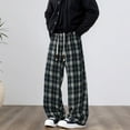 thumbnail image 2 of sususu Sweatpants Men Cotton,Men's Plaid Print Wide Leg Trousers Loose Fitting Everyday Casual Straight Pant Comfortable,Navy,XXXXL, 2 of 4