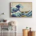thumbnail image 3 of INVIN ART Framed Canvas Giclee Print Great Wave of Kanagawa by Katsushika Hokusai Wall Art Living Room Home Office Decorations(Wood Color Slim Frame,28"x40"), 3 of 6