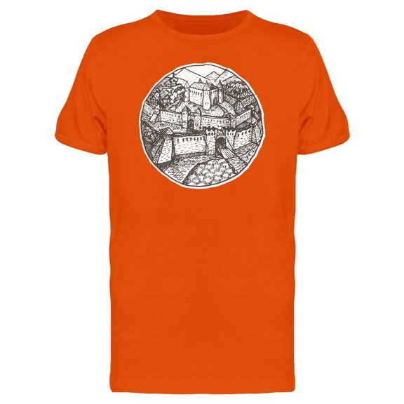 Old City In Round Frame Sketch Tee Men's -Image by Shutterstock
