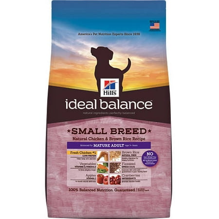 Hill's Ideal Balance Mature Adult Small Breed Natural Chicken & Brown Rice Recipe Dry Dog Food, 4 lb bag