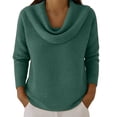 thumbnail image 2 of HLKJKLS Oversized Sweatshirt For Women Cozy Knit Fall Winter Cowl Neck Long Sleeve Loose Pullover Tops Green S-3Xl, 2 of 4