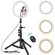 Rovtop 10 inch Ring Light with Stand Tripod, LED, Phone Holder for Selfie Camera Photography Makeup Video Live Streaming