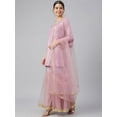 thumbnail image 4 of Janasya Indian Women's Mauve Poly Silk Solid Kurta with Gharara and Dupatta, 4 of 9
