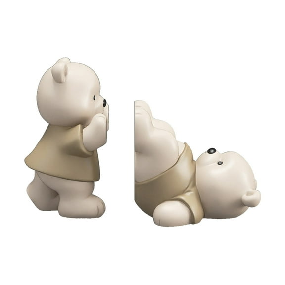 Cute Bear Bookend Ornaments - Cute Bear Decorative Bookends 1 Pair Resin Non Slip Housewarming Multifunctional the Bear Bookcase Trinket(2 Cute Bear Bookends)