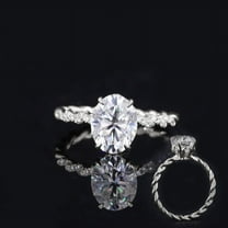 solitaire jewels 1.7CT Oval Moissanit Twisted Shank Engagement Ring For Women, 10K White Gold