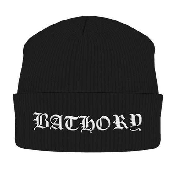 Men's Bathory White Logo (embroidered) Beanie Black