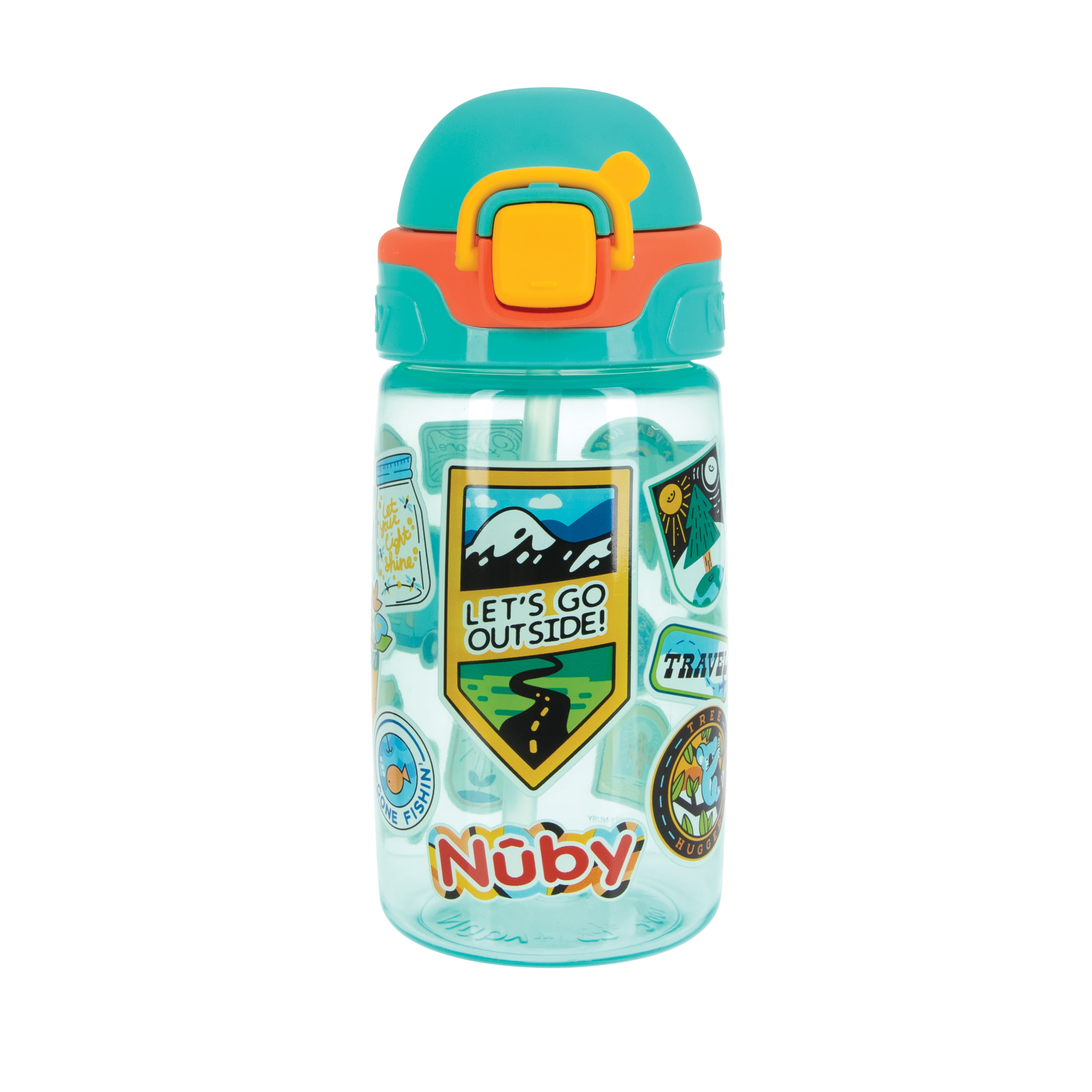 (2 pack) Nuby Thirsty Kids Flip-It Bolt Travel Straw Cup, 14 fl oz