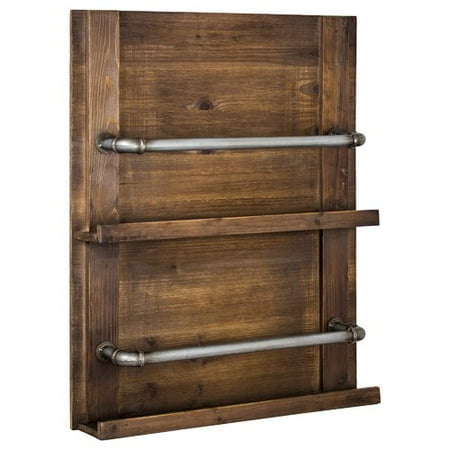 August Grove Hannigan Rustic Wood And Metal Dual Towel Wall Shelf August Grove Hannigan Rustic Wood And Metal Dual Towel Wall Shelf