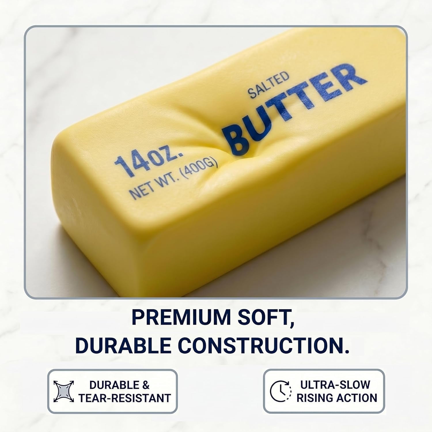 Big Butter Squishy, Giant Squishies Butter 14OZ, Jumbo Slow Rising Squeeze, Large Soft PU Foam Fidget for Anxiety & Sensory Stress Relief 9.8 Inch (Big-Yllow Butter 1 Pack)