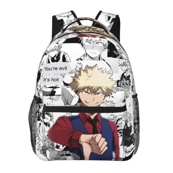 Katsuki Bakugo Backpacks Cute Cartoon Casual School Laptop Bag, College Students Bookbag Computer Bag for Travel Hiking Work