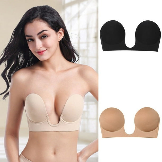 LOLAI Sticky Strapless Backless Bras for Women Adhesive Invisible Silicone  Bra Lace up Sticky Bras 2 Pairs