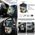 thumbnail image 5 of Yuyamidu Highland Cow Car Seat Cover Set of 15 Cute Steering Wheel Cover Seat Belt Covers Trash Bag Air Vent Holder Rear View Mirror Cover Car Cup Coasters Key Chain Auto Interior Accessories, 5 of 7