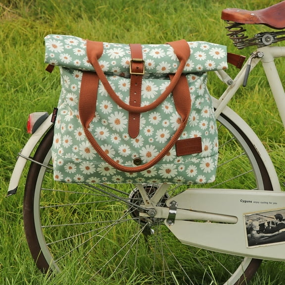 TOURBON Vintage Bike Rear Rack Pannier Bicycle Tote Back Seat Storage Bag  Canvas Handbag