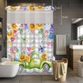thumbnail image 5 of Easter Egg No Hooks Shower Curtain with Snap-in Liner Green Truck Sunflower Blue Hydrangea Tulips Butterflies Gray Plaid Shower Curtains for Bathroom, Waterproof, Easy Install, Washable 48"x72", 5 of 9