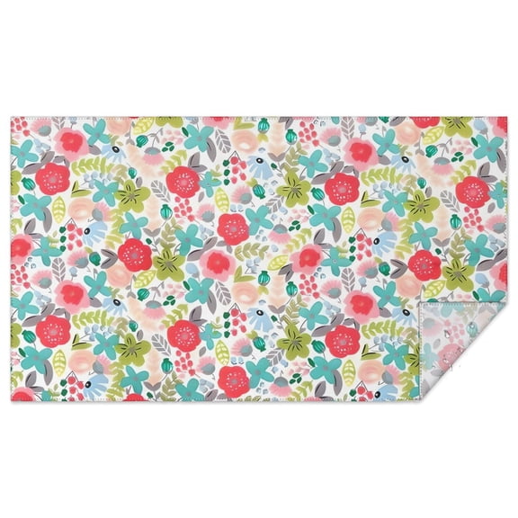 Pioneer Flower Floral Print Pattern Rectangle Tablecloth 60"x102",Waterproof Polyester Rectangle Table Cloth, Wipeable Spillproof Polyester Tablecloth for Dining, Camping, Indoor and Outdoor