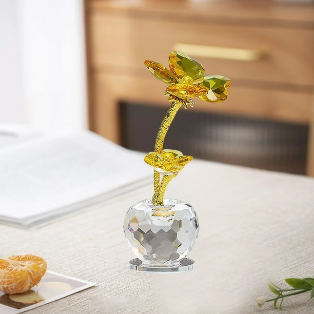 Adornos para el Día de San Patricio, adorno de cristal de la suerte, adorno de escritorio, adorno de cristal decorativo, flores de trébol de cristal, regalo de la suerte para un amigo.