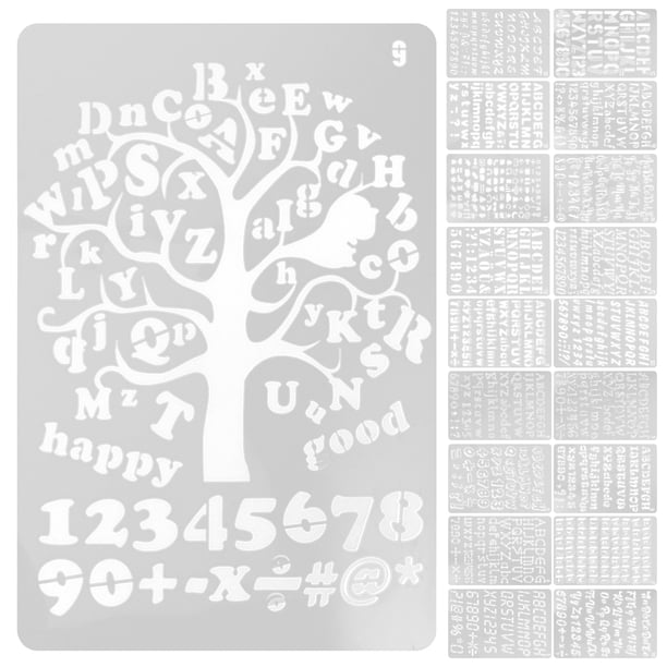 GOOHOCHY 20 plantillas de dibujo de letras multifunción, plantillas de plástico para letras y números, plantillas de impresión reutilizables (B5)