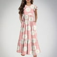 thumbnail image 2 of Yanlir Robe d'Été à Volants pour Filles 4-14 Ans, Robes Trapèze pour Enfants Sans Manches à Col Rond, Robe Soleil pour des Tenues Confortables et Stylées (Rose#4, 12 Ans), 2 of 5