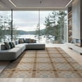 thumbnail image 2 of ODIKA 8'x10' Tan Brown Modern Geometric Plaid Checkered Washable Area Rug Contemporary Square Grid Motif with Neutral Tonal for King Size Bedroom Under Bed, Master Suite, Non-Shedding, Easy Care, 2 of 7