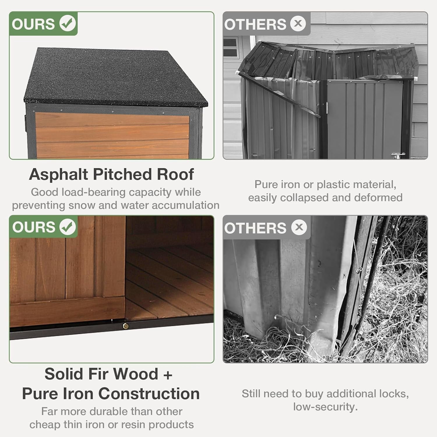 BUTINGLALE  Outdoor Storage Cabinet, Small Garden Shed, Outside Vertical Shed with Waterproof Roof, 33.3 cu.ft for Garden, Garbage Can, Bike, Tool