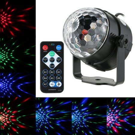 Lixada 3W RGB Mini LED Magic Ball Stage Effect Light with Remote Control for Disco KTV Club Bar Party