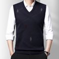 thumbnail image 1 of Mens Slim Fit Sweater Vest Knitted Tank Top Sleeveless Pullover Striped Top, 1 of 8