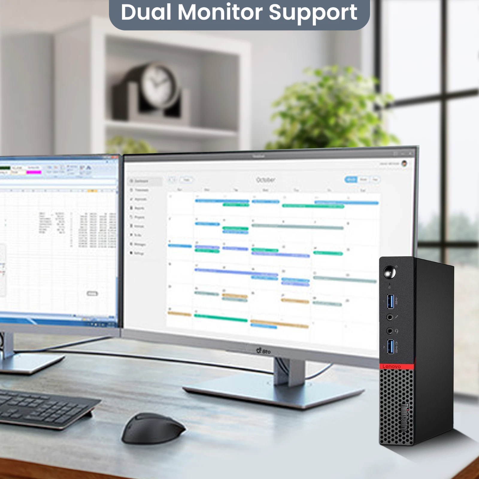 Restored Lenovo Mini Desktop PC - Intel Core i3-6th Gen (3.20 GHz) - 8GB DDR4 RAM, 128GB SSD - Wi-Fi, Keyboard & Mouse - Win 11 Pro (Refurbished)