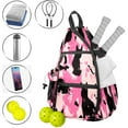 thumbnail image 3 of Pickleball Bag with Padded Back, Camouflage Pink Multi-Compartment Paddle Backpack, Lightweight Nylon Sports Bag for Men & Women, 3 of 8