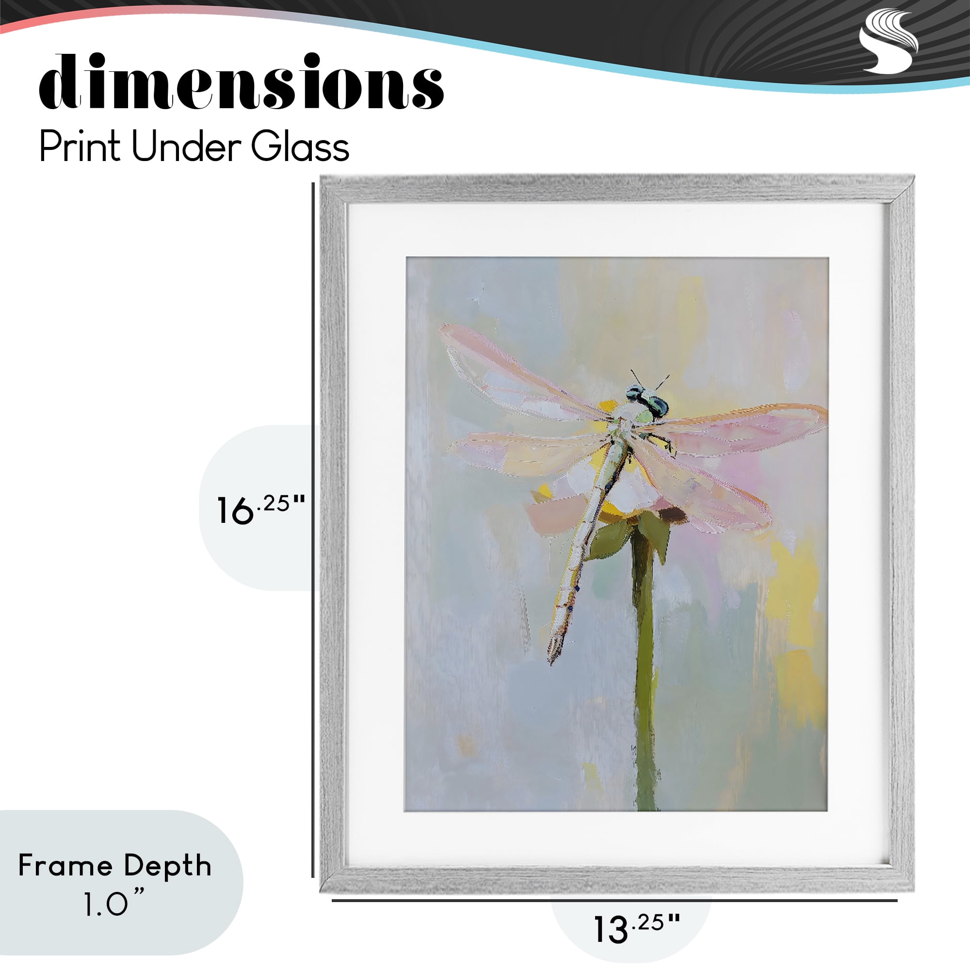 Stupell Industries Pastel Dragonfly Landing Gray Framed Print Under Glass, design by The Prints Vibe