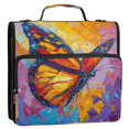 thumbnail image 2 of Water-Resistant 3-Ring Binder Organizer with Multiple Pockets Zipper Binder Bag for Office Colorful Butterfly Flying, 2 of 8
