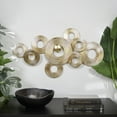 thumbnail image 2 of DecMode Gold Metal Stacked Circle Ring Geometric Wall Decor with Groove Texture, 2 of 11