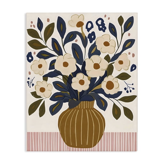 Stupell Industries Eclectic Boho Floral Vase with Stripes Canvas Art, 16 x 20, by Creative Studio