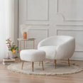 thumbnail image 5 of Fithood FCH Faux Fur Barrel Accent Chair with Ottoman for Bedroom Living Room Guestroom, White, 5 of 5