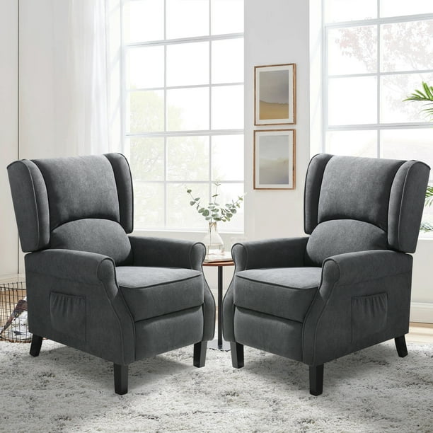 BALICHUN Wingback Recliner Chairs Set of 2 with Massage and Heated,Push ...