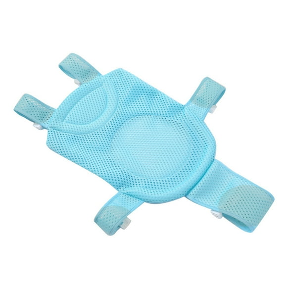Red de baño para bebé, malla antideslizante, cómoda red de soporte para asiento de baño para bebé con 5 esquinas de apoyo de seguridad para bebé recién nacido, color azul