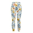 thumbnail image 5 of Renewold Flower Leaf Yellow Blue Yoga Leggings for Women with Pockets Elastic Trendy Exercise Yoga Pants High Waisted Full Length Graphic Pants for Running Sports Party, L, 5 of 8