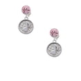 thumbnail image 2 of Delight Jewelry Silvertone Music Note - Round Seal Pink Crystal Clip on Earrings, 2 of 5