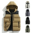 thumbnail image 5 of Men's Casual Loose Colorblock Cotton-padded Warm Vest with Detachable Hood, Gray, Size XXXXL, 5 of 5