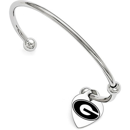 NCAA Georgia Bulldogs Stainless Steel Heart Cuff Bracelet